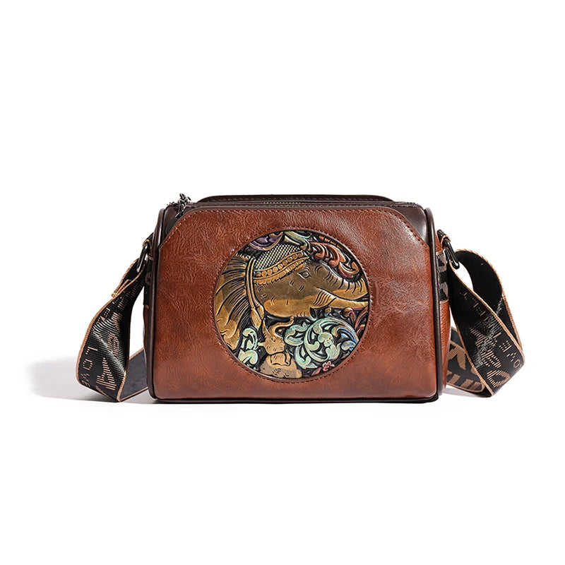 Embossed Elephant Shoulder Bag