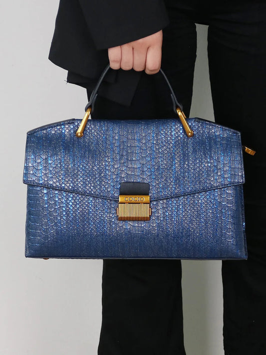 Embossed Snake-Print Bag