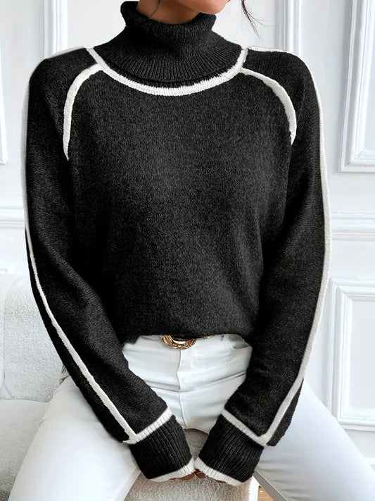 Contrasting Turtle Neck Sweater