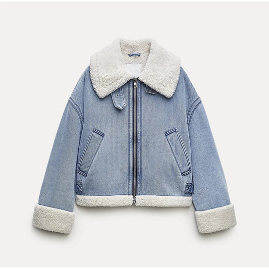 Sherpa Denim Aviator Jacket