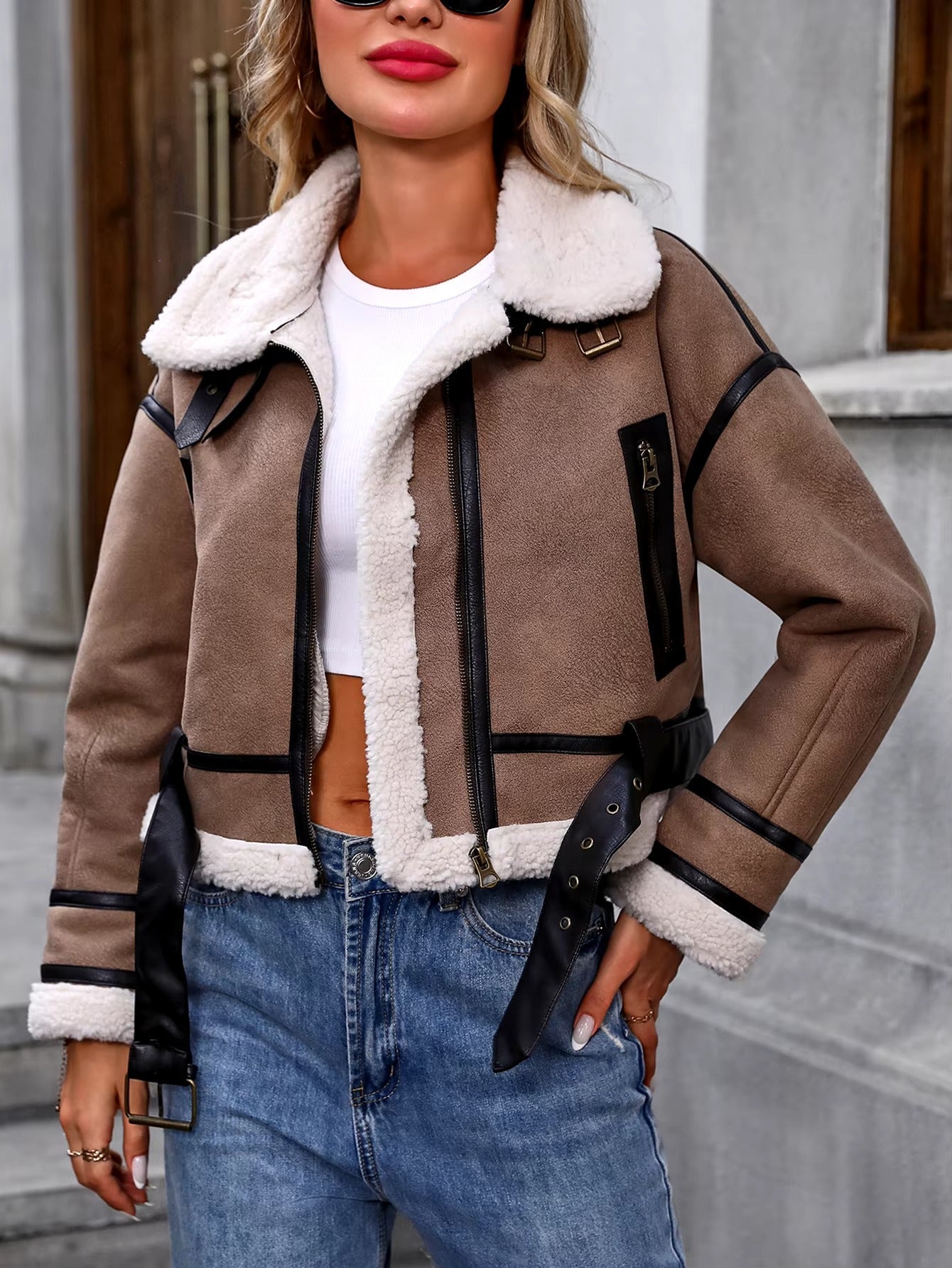 Cropped Sherpa Coat