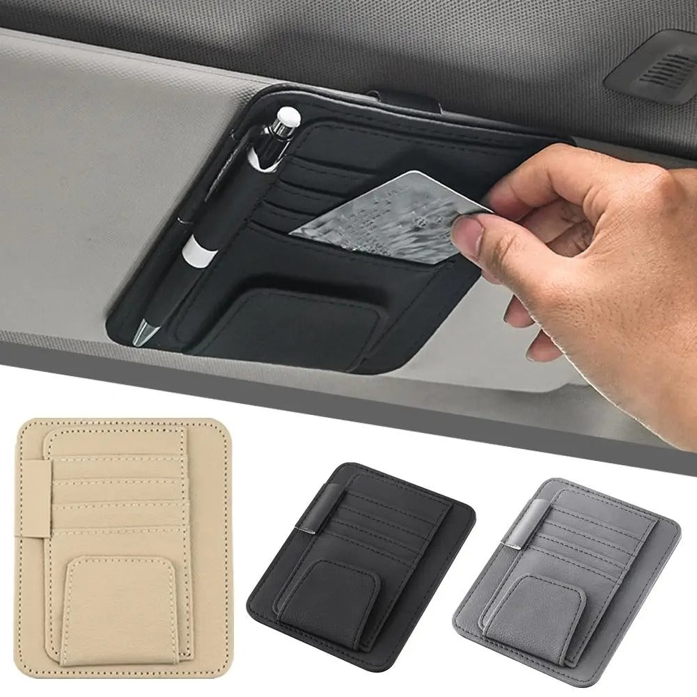 Multi-Pocket Car Sun Visor Organizer – Storage for Cards, Sunglasses & Accessories