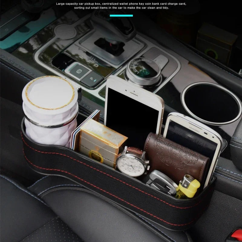 Multifunctional Car Seat Gap Filler – Storage Box with Cup & Phone Holder